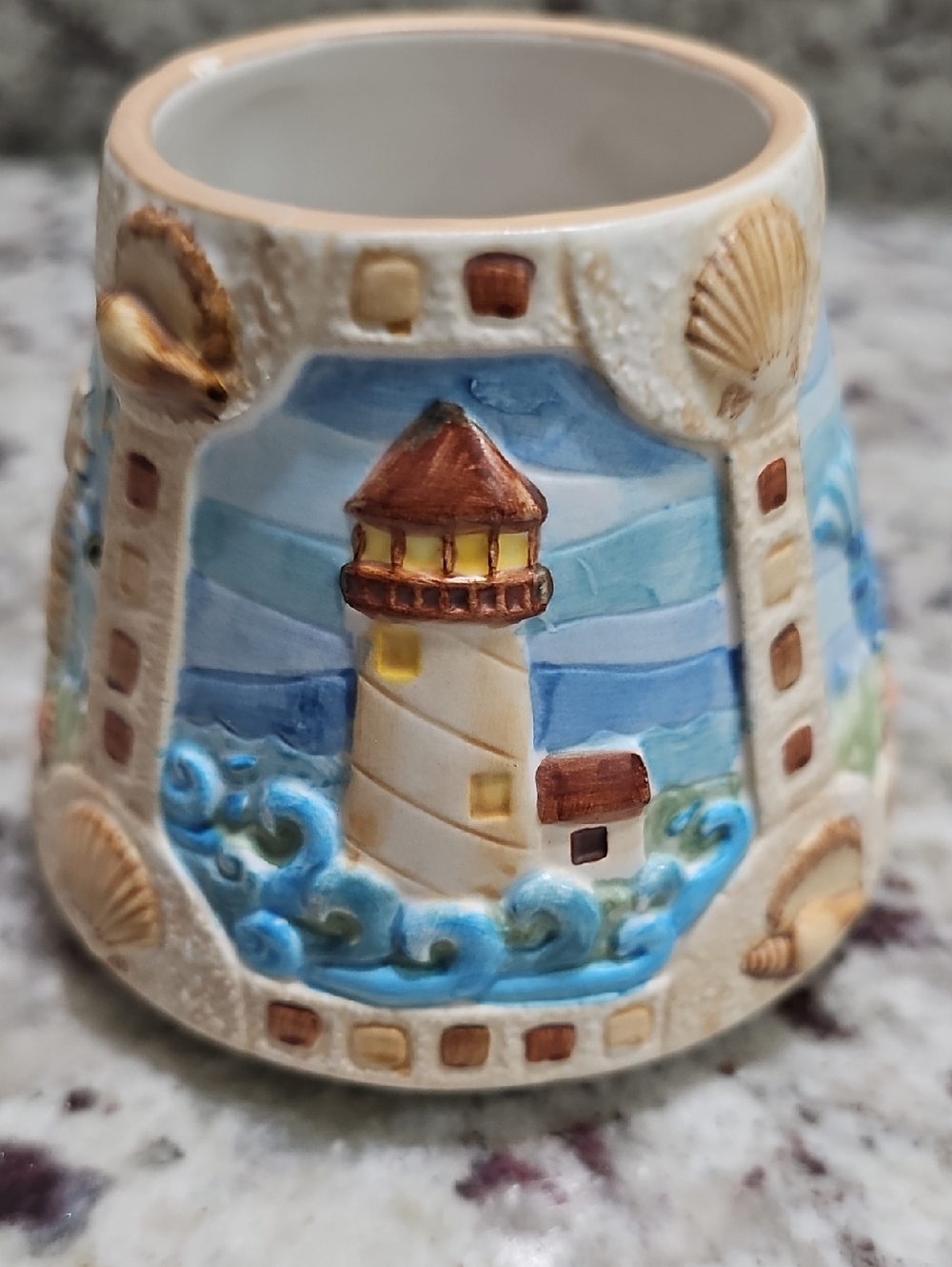 Yankee Candle Mermaid Shade Seahorses Lighthouse Sailboat Beach Ocean - Picture 4 of 10
